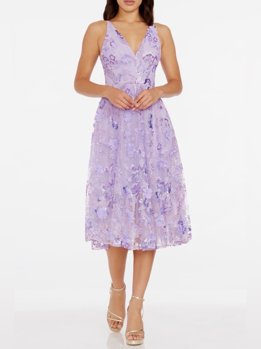Dress The Population Audrey Midi Dress Large B2579